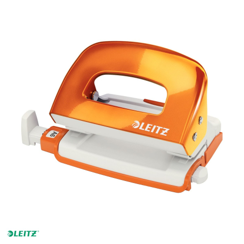 Tehnica de birou - Perforator perforare 10 coli model mini 5060 metalizat Leitz, carton 80 g/mp, A4, portocaliu