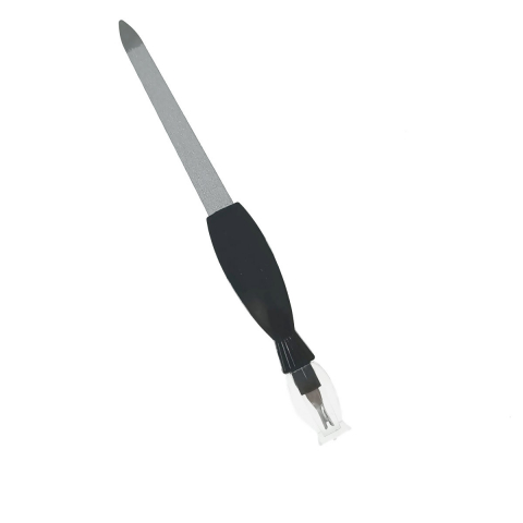 Pile cosmetice - Pila manichiura cu dispozitiv pentru cuticule, J9-V15 00022, argintie cu negru