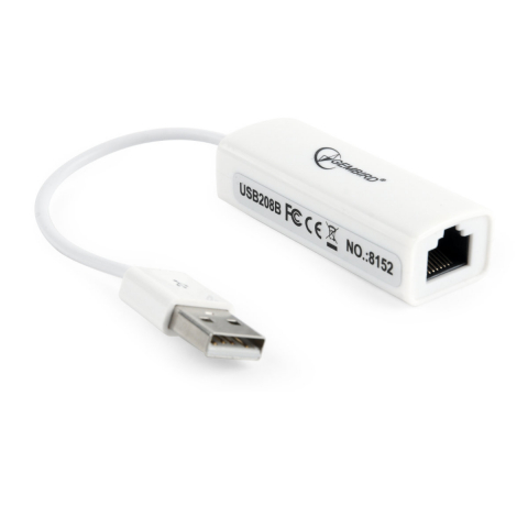 Placa de retea Gembird 09675, USB 2.0 tata la RJ-45 mama, adaptor LAN Ethernet, internet 10/100 Mbps, alb [2]