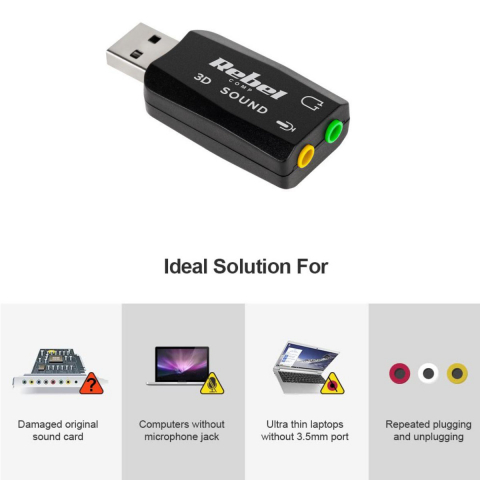 Placa de sunet 5.1, conectare USB, Rebel 3D, cu intrare microfon, iesire sunet, 2 x jack 3.5mm [9]