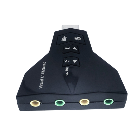 Placa de sunet USB externa, cu 4 porturi Jack 3.5 mm, 7.1 USB Virtual Channel Sound, neagra [2]