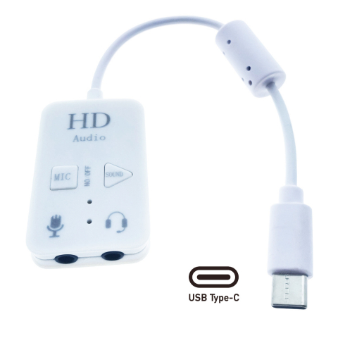 Placa de sunet USB Tip C, cu iesire 2 x Jack 3.5mm mama, Virtual 7.1 Channel, butoane de comanda, indicatori Led, alba [7]