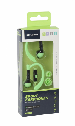 PLATINET IN-EAR EARPHONES + MIC SPORT PM1072 GREEN [42940] [1]