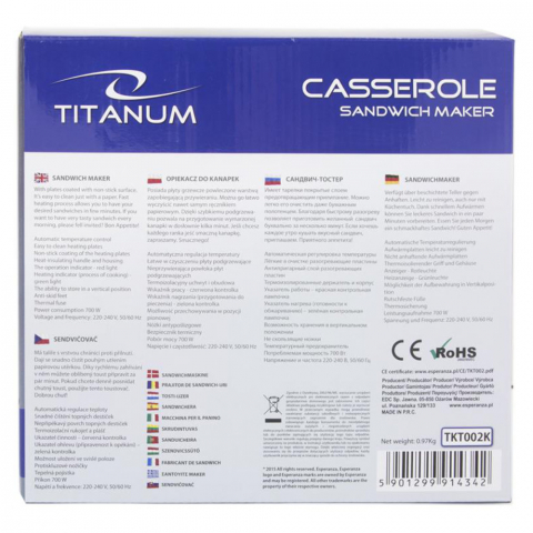 Prajitor de paine Titanum Casserole de tip sandwich 700W [5]