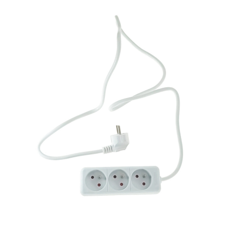 Prelungitor cu 3 prize pozitionate la 45 grade, Blow 08237, lungime cablu 1.3m, 220V-10A-2500W, standard francez, alb [2]