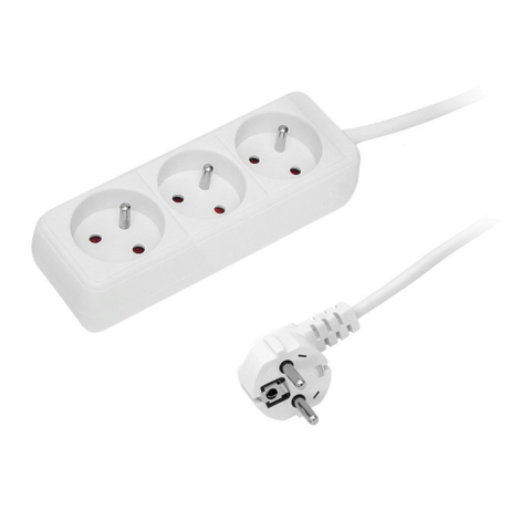 Prize electrice - Prelungitor cu 3 prize pozitionate la 45 grade, Blow 08238, lungime cablu 2.8m, 220V-10A-2500W, standard francez, alb