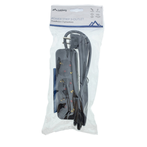 Prelungitor cu 3 prize schuko, Lanberg 42923, lungime 1.5 m, 2300W, contact de protectie, negru [4]
