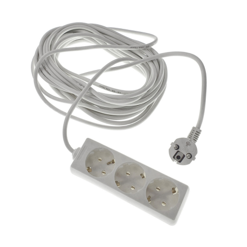 Prelungitor cu 3 prize schuko pozitionate la 45 grade, lungime cablu 10 m, 16A 250V, putere maxima 3500W, alb, 40299 [3]