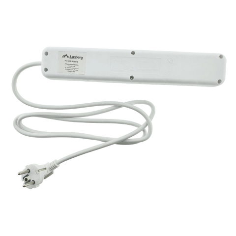 Prelungitor cu 5 prize schuko, Lanberg 42916, cu intrerupator, lungime 1,5 m, 2300W, contact de protectie, alb [3]