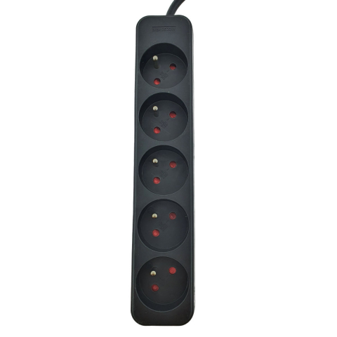 Prelungitor cu 5 prize tip francez pentru UPS, Lanberg 41951, lungime 1m, soclu CEE 7/5, IEC 320 C14, 2500W, negru [1]