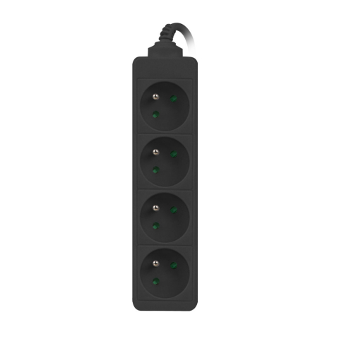 Prelungitor pentru UPS, lungime 1 m, 4 prize cu soclu CEE 7/5 , Lanberg 41950, IEC 320 C14, 2500 W, negru [4]