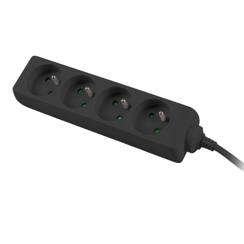 Prelungitor pentru UPS, lungime 1 m, 4 prize cu soclu CEE 7/5 , Lanberg 41950, IEC 320 C14, 2500 W, negru [5]