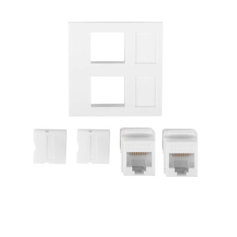 Priza dubla 2 x RJ45 , Lanberg 42390, fixare keystone, 2 x Cat 6 UTP, dimensiune panou 45 x 45 mm, modulara, alba [1]