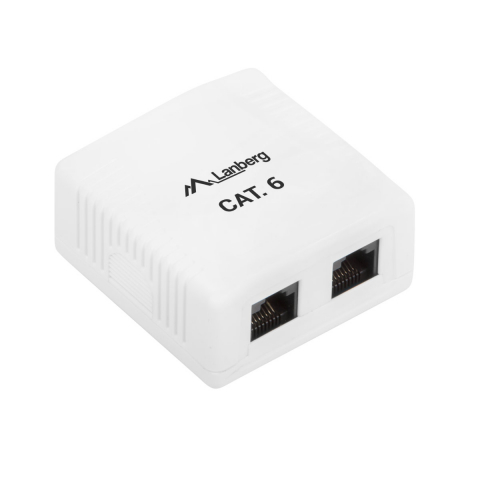 Priza dubla UTP cat 6, neecranata, Lanberg 40425, montaj aparent, 2 x RJ45, alba [4]