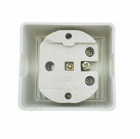 Priza electrica, montaj aparent, 16A, 250V, schuko, suport ceramic, alba [10]