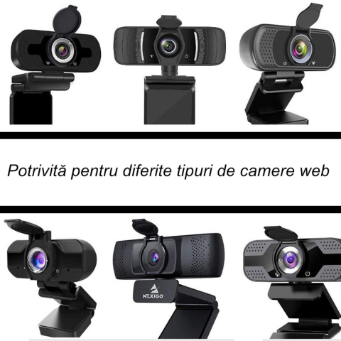 Protectie Camera Web, cu capac, 28 x 23 mm, diametru interior 18.7 mm, neagra [3]