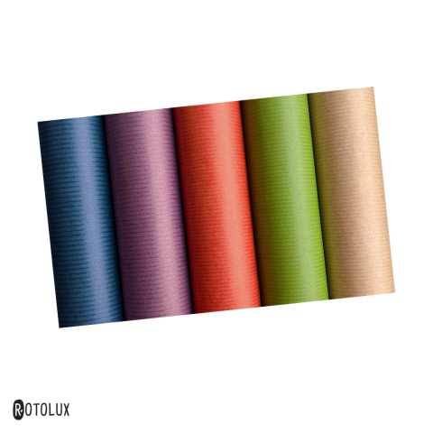 Hartie ambalare - Rola 2 m hartie de ambalaj Rotolux Kraft Colours Classic, latime 70 cm, metalizata, reciclabila, 65 g/mp, modele kraft asortate