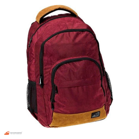 Rucsacuri - Rucsac Walker by Schneiders din nailon ondulat cu penar Crinkle, rucsac 32x45x21 cm, 30 l, penar 22.5x16x6 cm, rosu