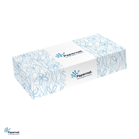 Servetele si prosoape din hartie - Servetele cosmetice Papernet in cutie cu extractie, 100 bucati, 2 straturi, din celuloza pura, 20x19.9 cm, albe