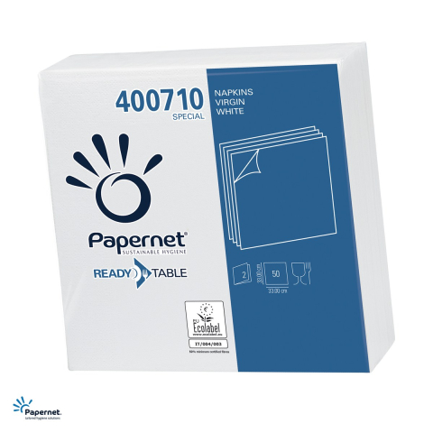 Servetele si prosoape din hartie - Servetele de masa Papernet cu 2 straturi, 50 bucati, 33x33 cm, albe