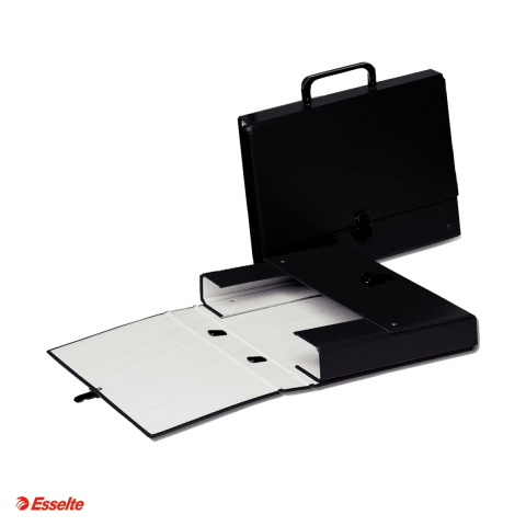 Organizare si arhivare - Servieta carton cu maner neagra glamour Esselte, carton 80 g/mp, negru