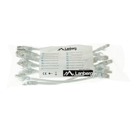 Cabluri retea internet - Set 10 cabluri retea-patchcord CAT6 FTP, Lanberg 43612, 2 X RJ45, lungime 25cm, AWG26, 10Gb/s-250MHz, de legatura retea, ethernet, gri