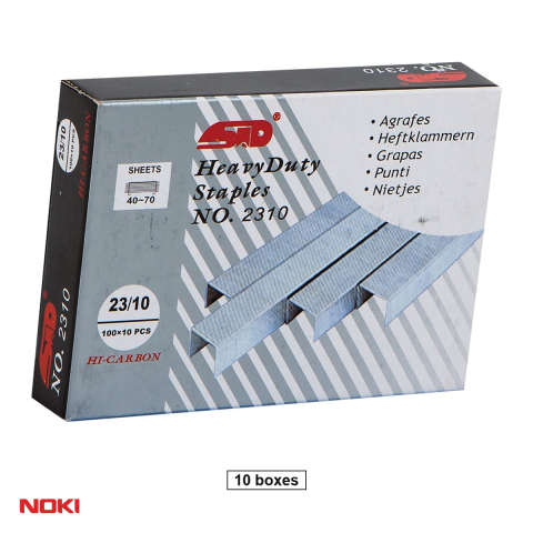 Capse pentru capsator - Set 10 cutii capse NOKI 23/10, 40-70 coli, 1000 bucati pe cutie
