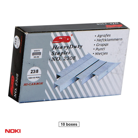 Capse pentru capsator - Set 10 cutii capse NOKI 23/8, 20-50 coli, 1000 bucati pe cutie