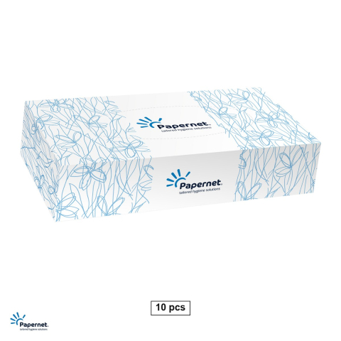 Prosoape de hartie si servetele - Set 10 cutii servetele cosmetice Papernet cu extractie, cate 100 bucati, 2 straturi, din celuloza pura, 20x19.9 cm, albe