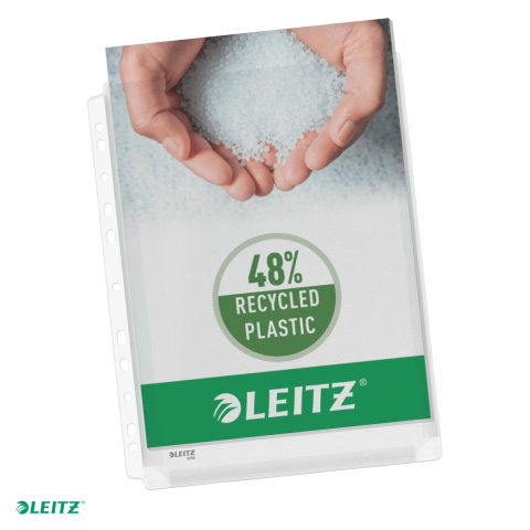 Folii de protectie - Set 10 folii Leitz Premium A4, 48% plastic pre-consum, pentru arhivare, transparent