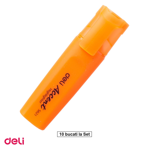 Instrumente de scris - Set 10 markere de 1-5mm, Deli S621 , textmarker accent, scris portocaliu