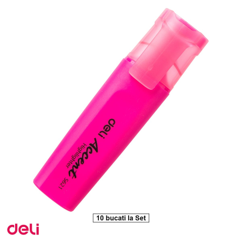 Birotica papetarie - Set 10 markere de 1-5mm, Deli S621 , textmarker accent, scris roz