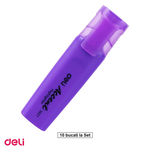 Instrumente de scris - Set 10 markere de 1-5mm, Deli S621 , textmarker violet accent, scris mov