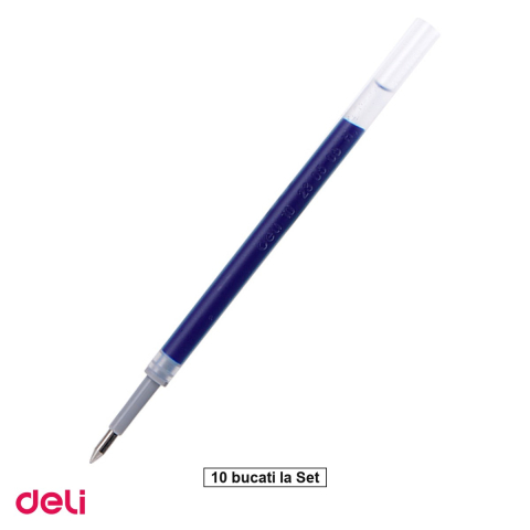 Rezerve pentru pixuri cu bila - Set 10 rezerve Deli Pix Gel, 0.5 mm albastra