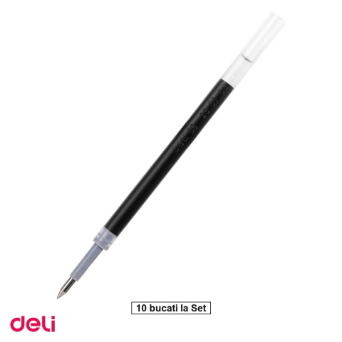 Rezerve pentru pixuri cu bila - Set 10 rezerve Deli Pix Gel, 0.5 mm neagra