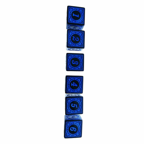 Set 10 zaruri cu cifre arabe si design, DICE02-BL, latura 15 mm, negru cu albastru [1]