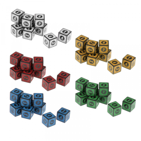 Set 10 zaruri cu cifre arabe si design, DICE02-BL, latura 15 mm, negru cu albastru [11]