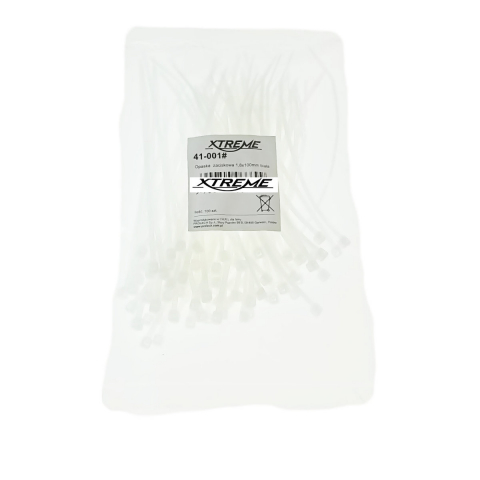 Set 100 bride zimtate din nailon, 1.8 x 100mm, cu autoblocare, tip colier, Xtreme 06669, pentru fixare si legare, albe [2]