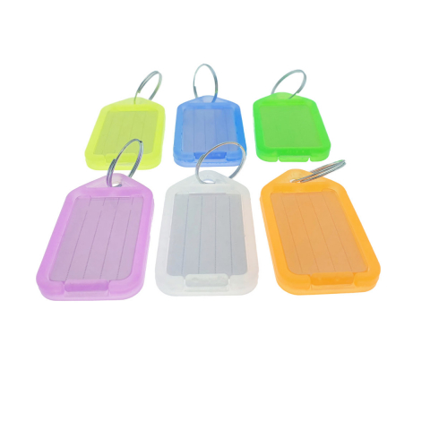 Set 100 bucati breloc 55 x 30 mm, cu eticheta identificare si inel de prindere, Key Ring Tag, din plastic, multicolor [7]