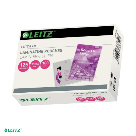 Sisteme de indosariat - Set 100 folii laminare Leitz, la cald, 65x95 mm, 125 microni, incolor