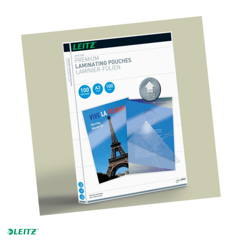 Sisteme de indosariat - Set 100 folii laminare Leitz UDT, la cald, A3, 100 microni, incolor
