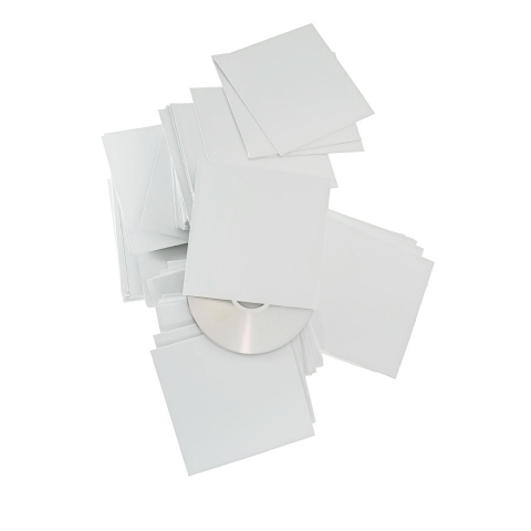 Set 100 plicuri protectie CD/DVD/Blu-Ray, din carton, personalizabile, fara clapeta, Omega 67207, albe [2]