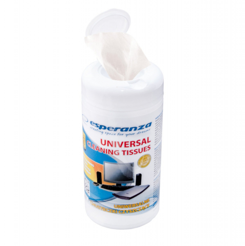 Curatare IT - Set 100 servetele umede de curatare, Esperanza 76678, universale, antistatice, albe