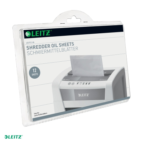 Distrugatoare documente si accesorii - Set 12 coli impregnate cu ulei pentru distrugatoare documente Leitz
