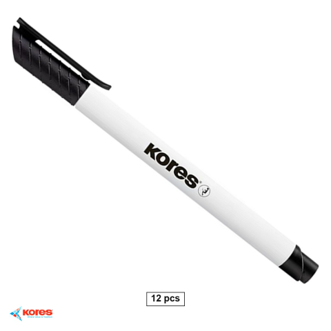 Instrumente de scris - Set 12 markere whiteboard Kores, varf rotund 1mm, cerneala cu uscare rapida, pentru tabla alba si flipchart