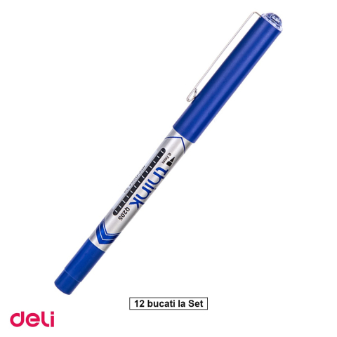 Instrumente de scris - Set 12 rollere Deli Free Ink, 0.7 mm albastru think