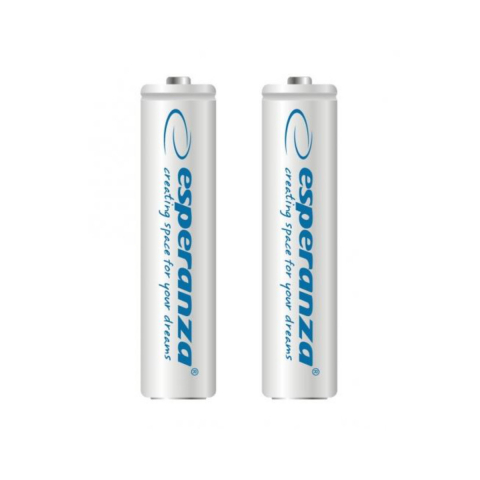 Baterii acumulatori standard - Set 2 acumulatori AAA (R3) Esperanza 92250, 1000mAh, Ni-MH, 1.2V, reincarcabili, albi