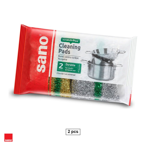 Menaj - Set 2 bureti de vase Sano 2 in 1 multifunctionali, absorbanti, cu tesatura abraziva din poliester, nu ruginesc, 9x12.5 cm