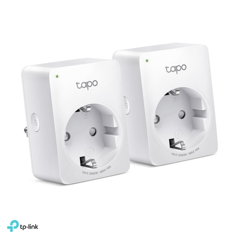 Produse Smart - Set 2 mini prize smart Wi-Fi TP-Link Tapo P110, monitorizarea consumului, 16 A, 3680 W, priza Schuko, Wi-Fi 2.4 GHz, alb