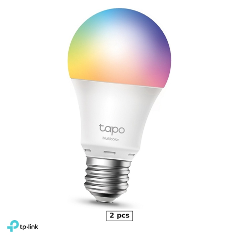 Becuri - Set 2 x bec LED smart Wi-Fi multicolor TP-Link Tapo L530E, E27, 806 lm, 16 milioane de culori, alb reglabil 2500-6500 K, intensitate reglabila, fara hub